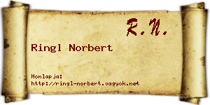 Ringl Norbert névjegykártya